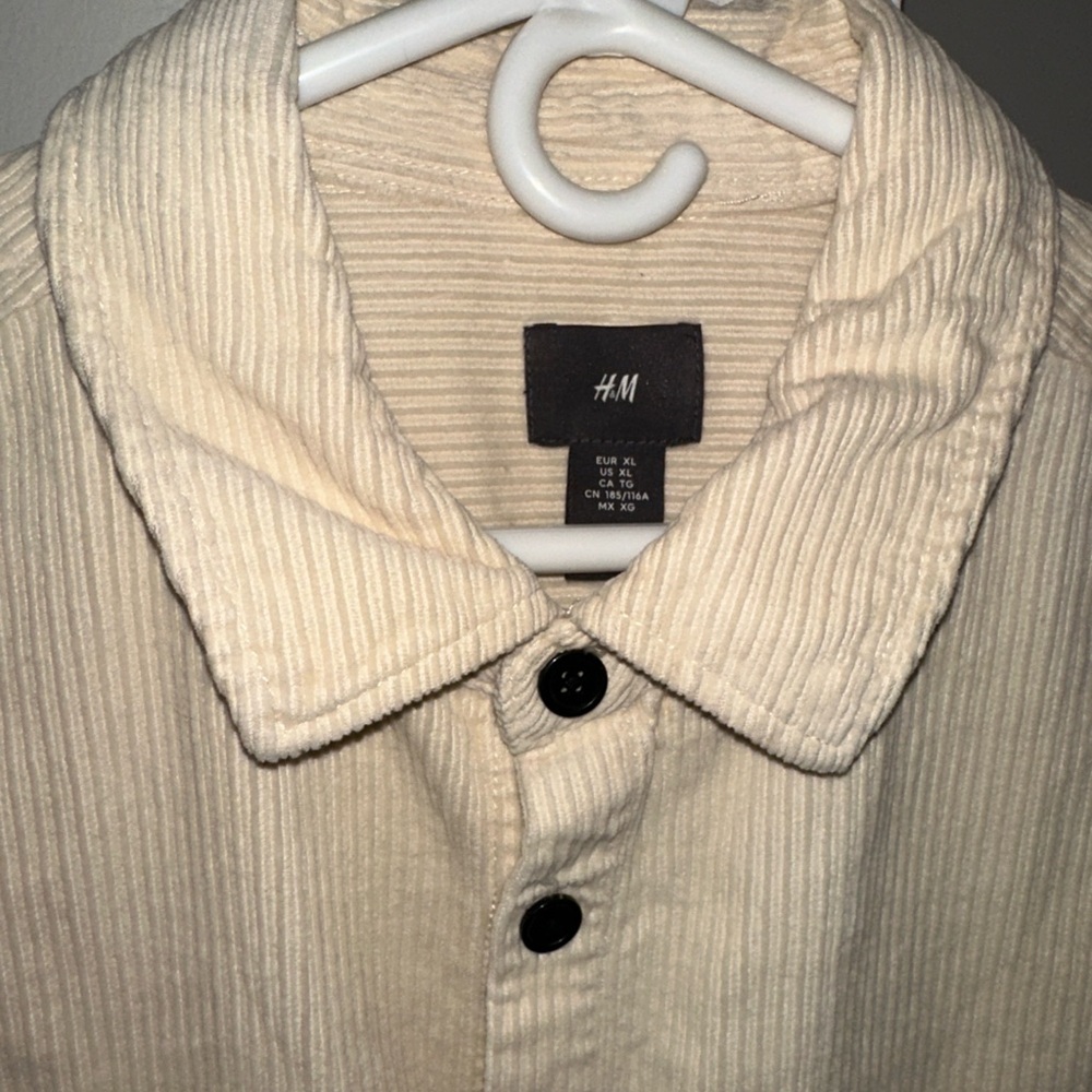 H&M Beige Corduroy Shirt with Black Buttons